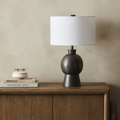 Kelita Table Lamp in Textured Black Aluminum from Four Hands - Luna Furniture