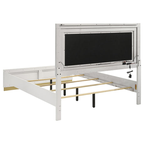 Caraway White and Gray 4-Piece Eastern King Bedroom Set with LED Headboard from Coaster - Luna Furniture