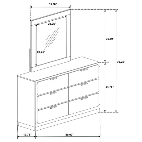 Caraway Black 6-Drawer Bedroom Dresser with Mirror from Coaster - Luna Furniture