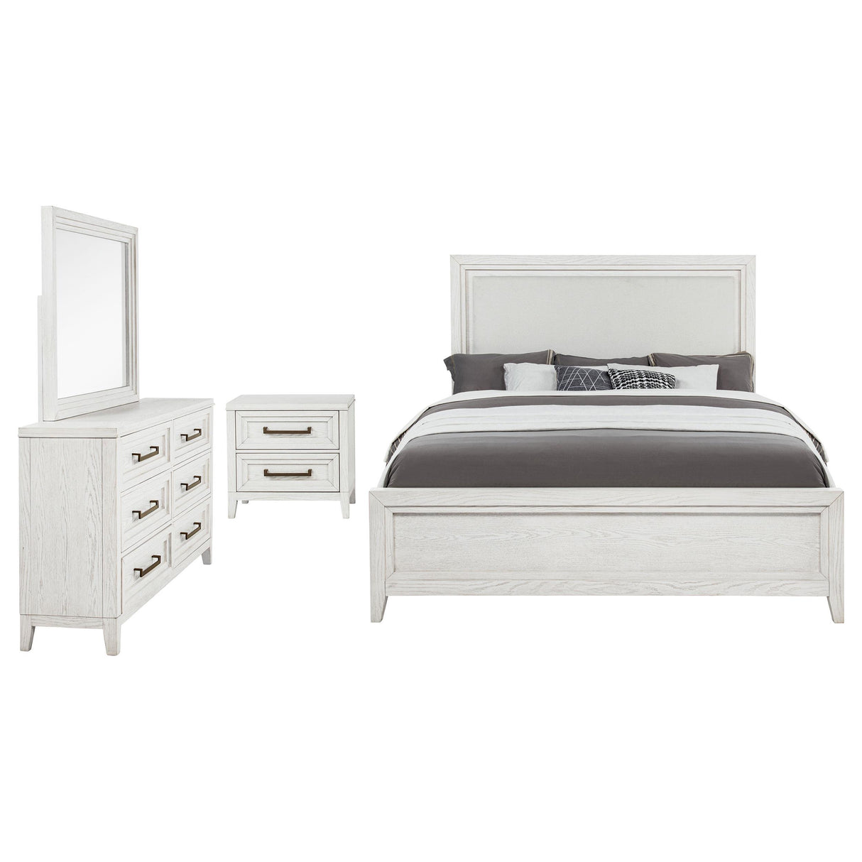 Marielle Distressed White 4-Piece Eastern King Bedroom Set from Coaster - Luna Furniture