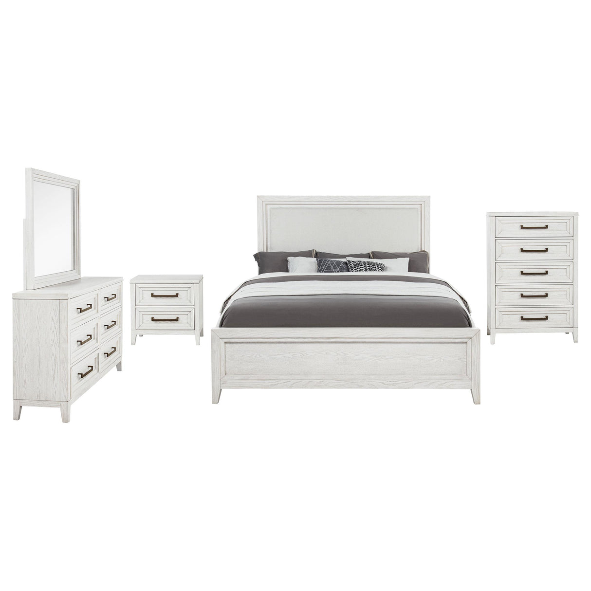Marielle Distressed White 5-Piece Eastern King Bedroom Set from Coaster - Luna Furniture