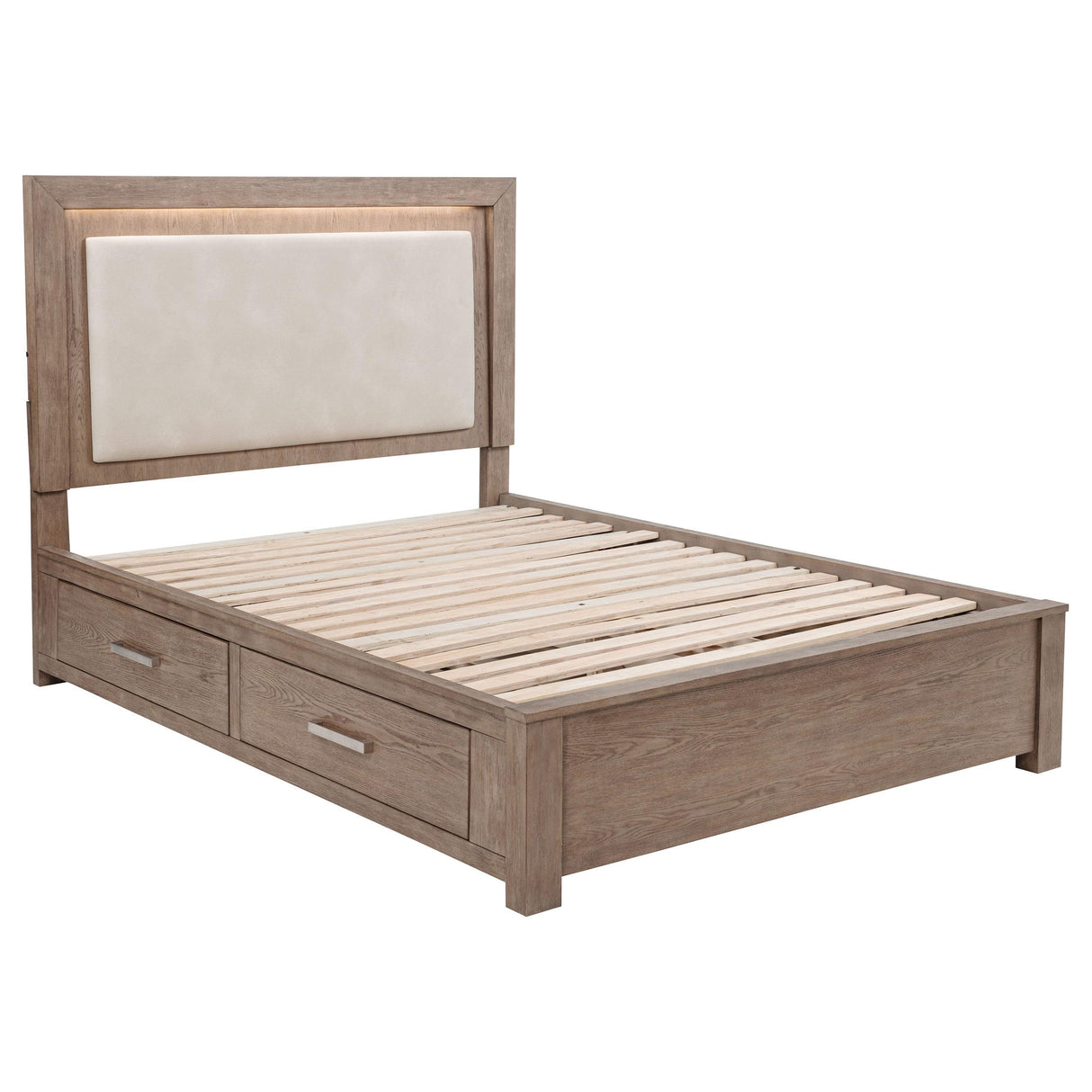 Kenora Barley Brown 56-inch Queen LED Storage Bed from Coaster - Luna Furniture