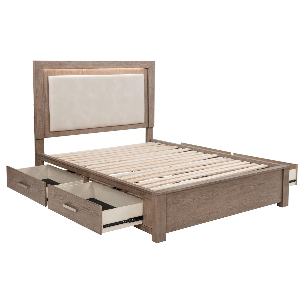 Kenora Barley Brown 56-inch Queen LED Storage Bed from Coaster - Luna Furniture