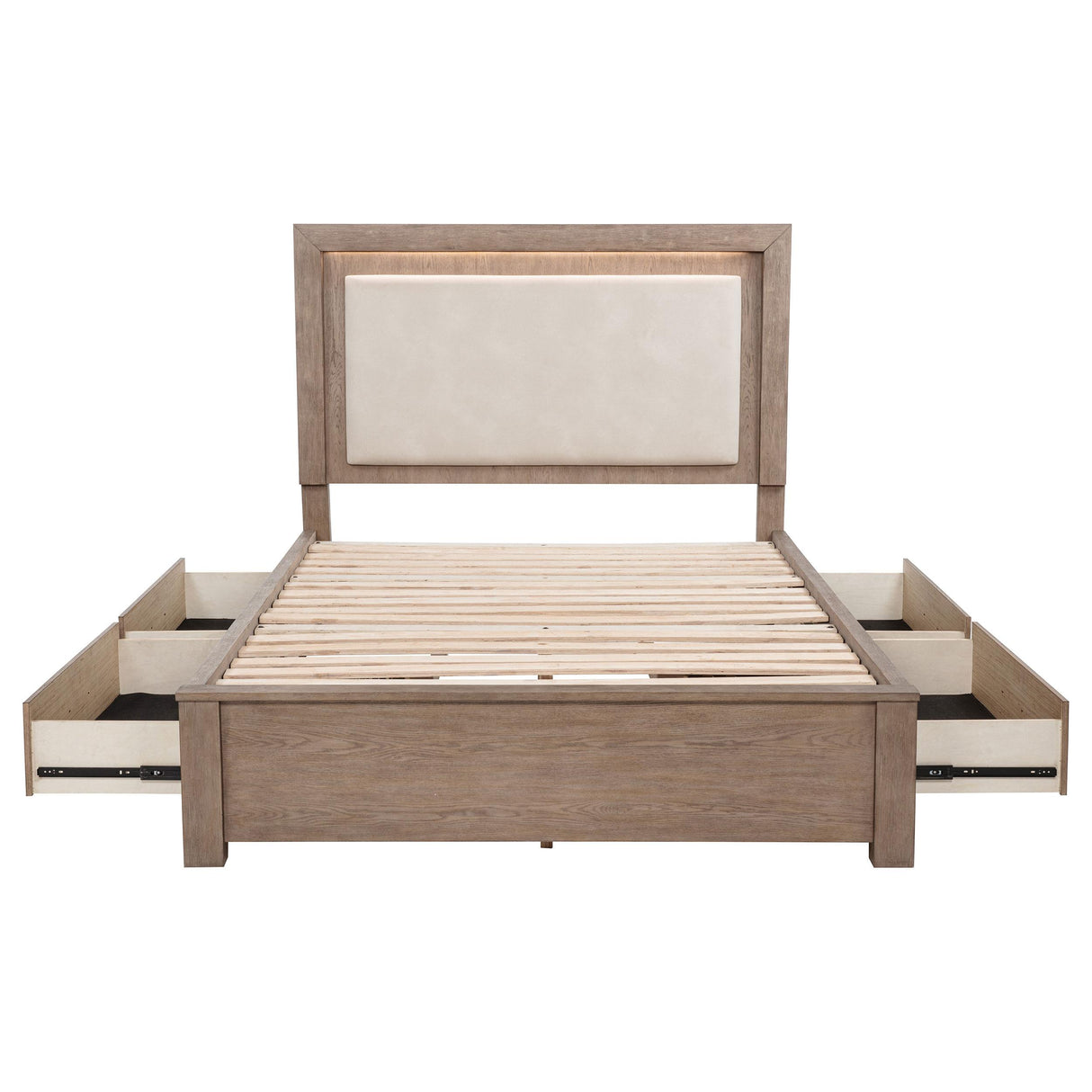 Kenora Barley Brown 56-inch Queen LED Storage Bed from Coaster - Luna Furniture