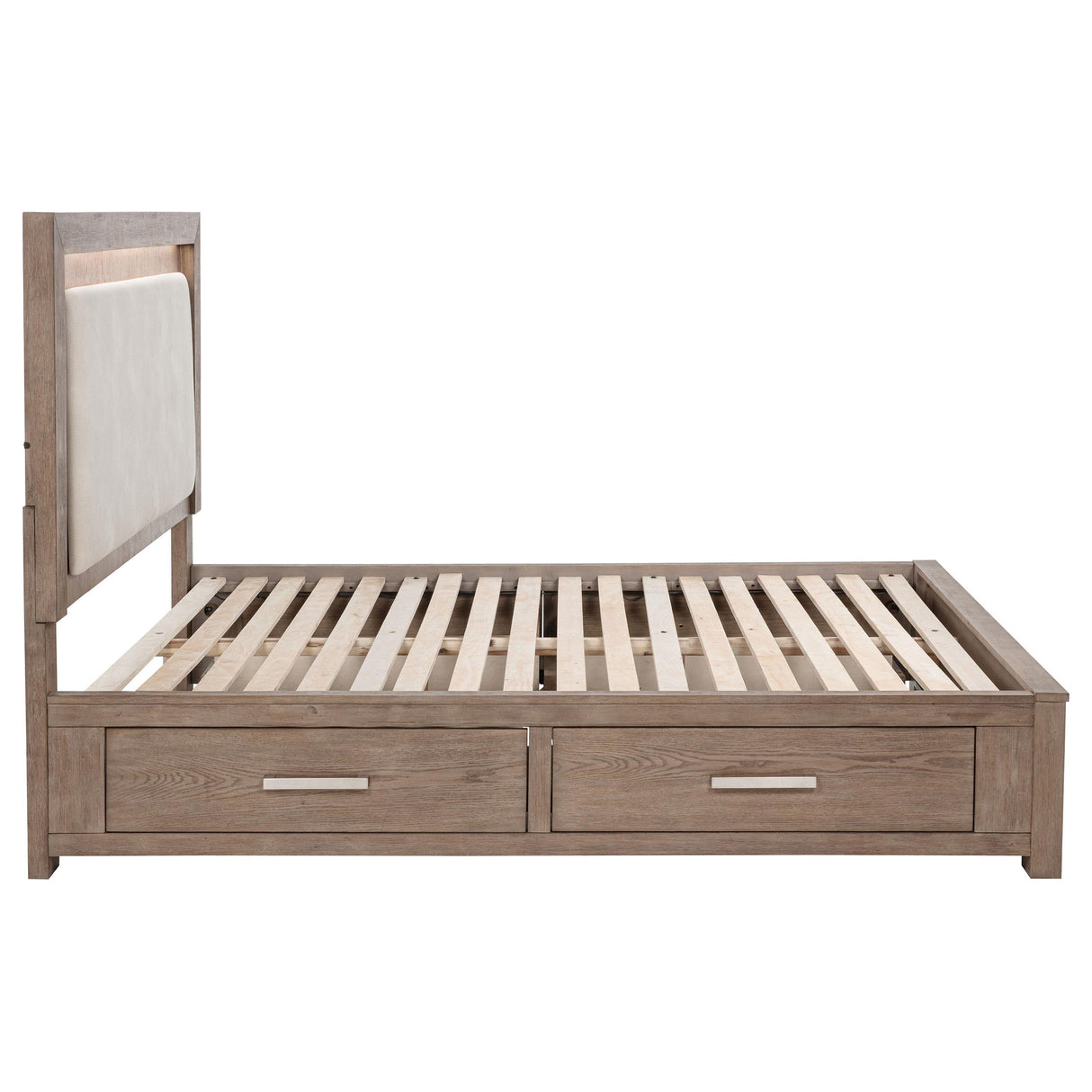 Kenora Barley Brown 56-inch Queen LED Storage Bed from Coaster - Luna Furniture