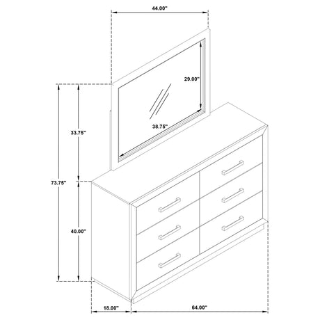 Kenora Barley Brown 6-Drawer Dresser and Mirror from Coaster - Luna Furniture