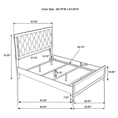 Sonora White Queen Upholstered Panel Bed from Coaster - Luna Furniture