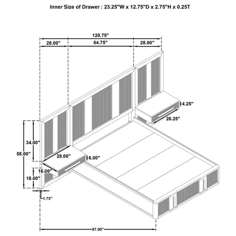Terrace 5-piece Queen Wall Panel Bedroom Set Ash Brown from Coaster - Luna Furniture