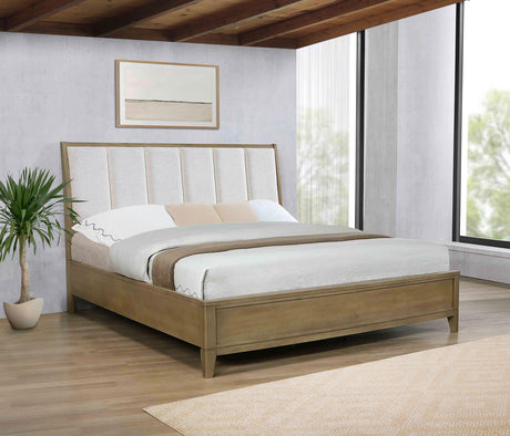 Granada Natural Pine Upholstered Eastern King Panel Bed from Coaster - Luna Furniture