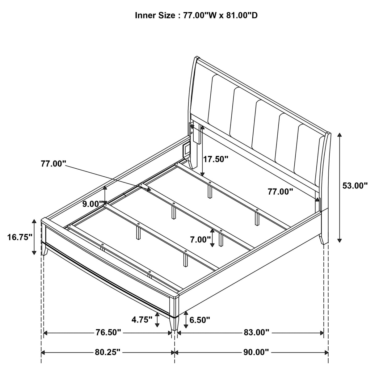Granada Natural Pine Upholstered Eastern King Panel Bed from Coaster - Luna Furniture