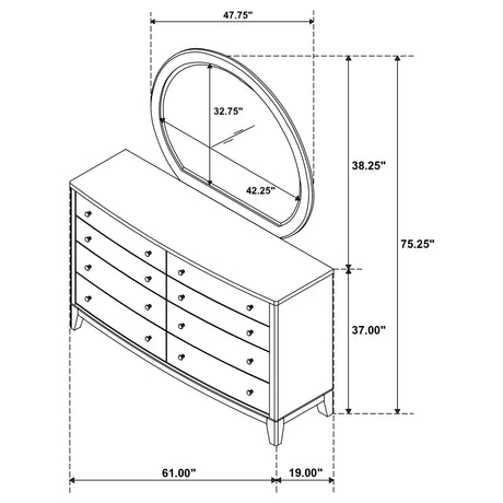 Granada Natural Pine 8-Drawer Dresser and Mirror from Coaster - Luna Furniture