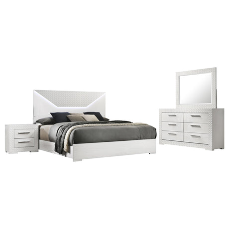 Ives White High Gloss 4-Piece Eastern King Bedroom Set from Coaster - Luna Furniture