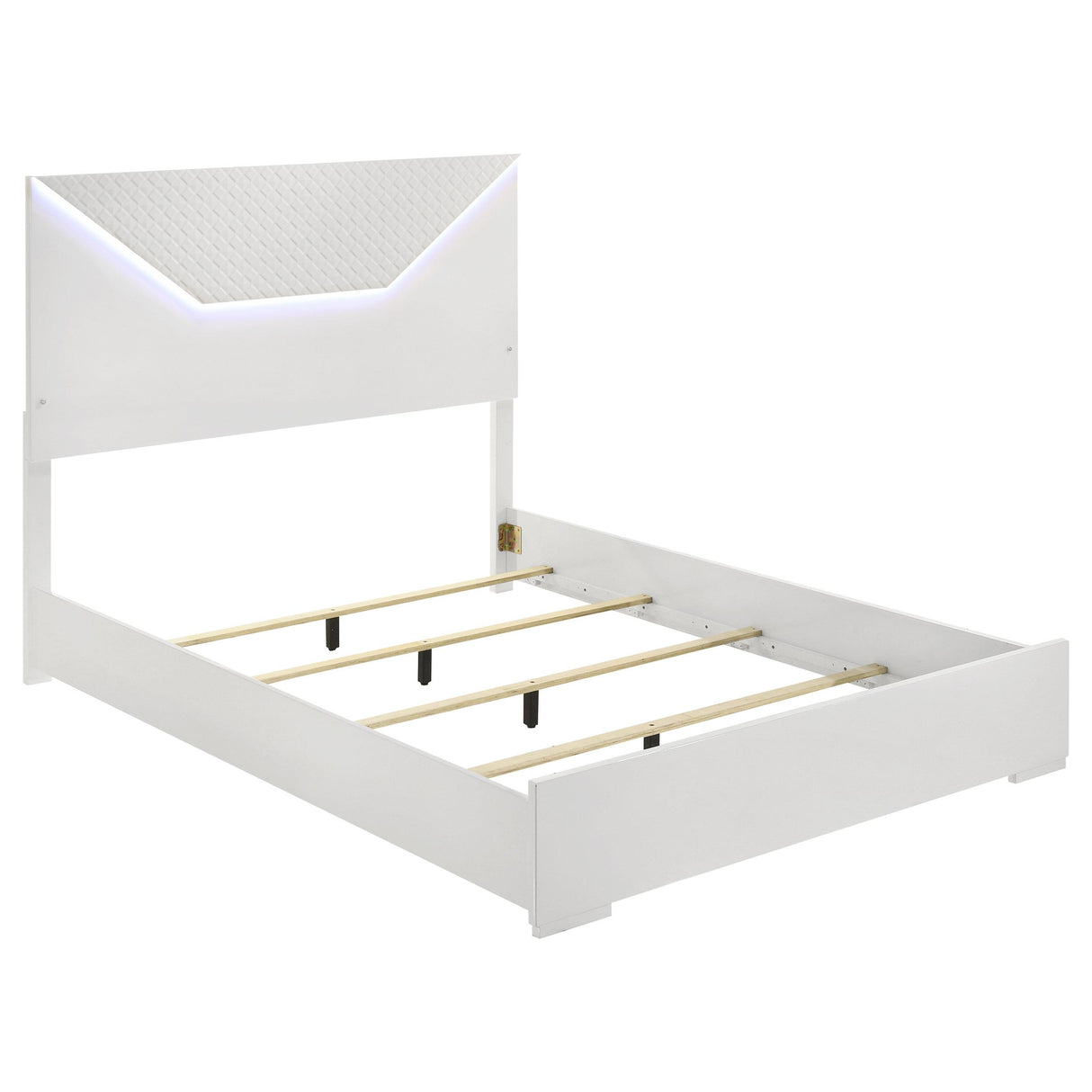 Ives Queen Panel Bed LED Headboard White High Gloss from Coaster - Luna Furniture