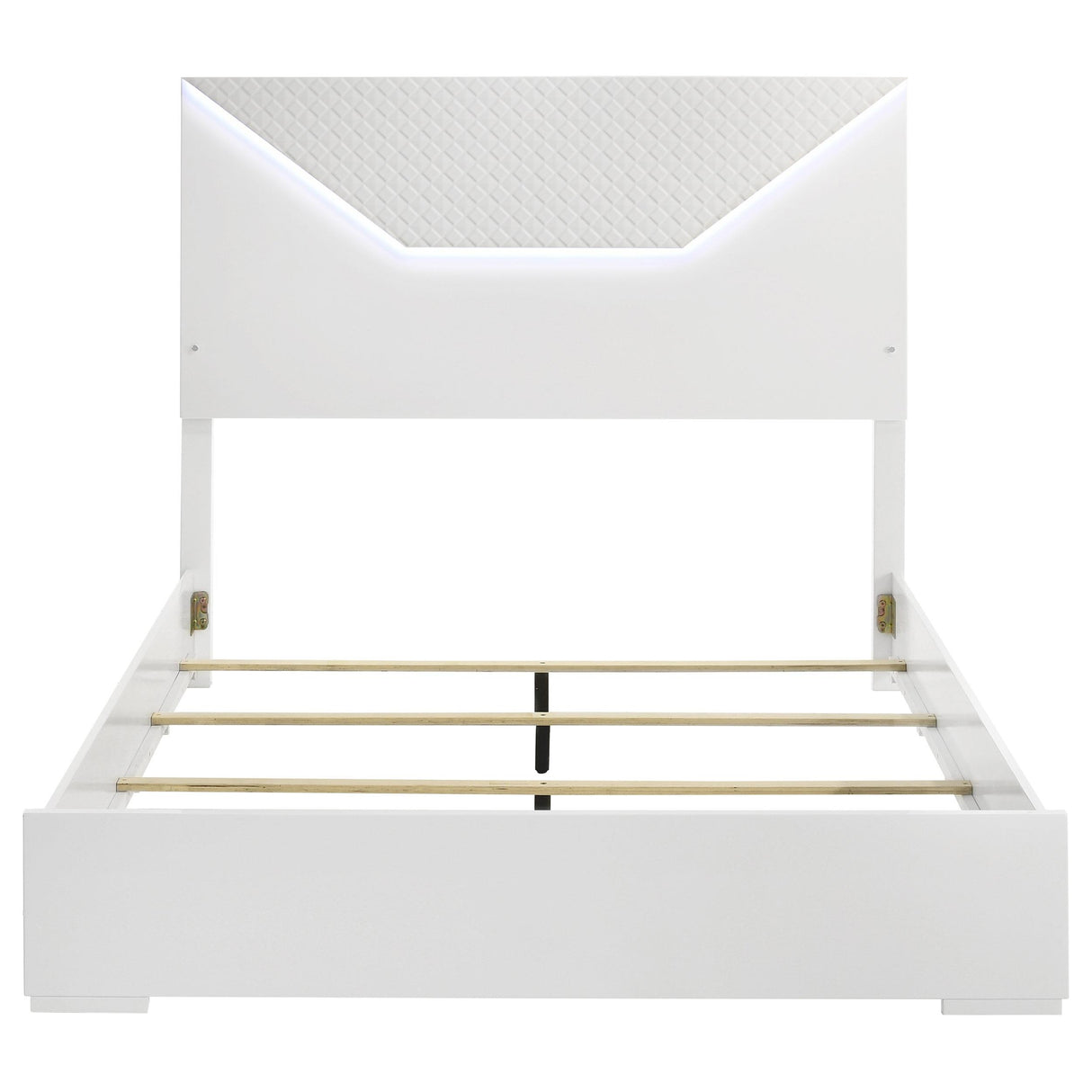 Ives Queen Panel Bed LED Headboard White High Gloss from Coaster - Luna Furniture