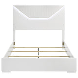 Ives Queen Panel Bed LED Headboard White High Gloss from Coaster - Luna Furniture