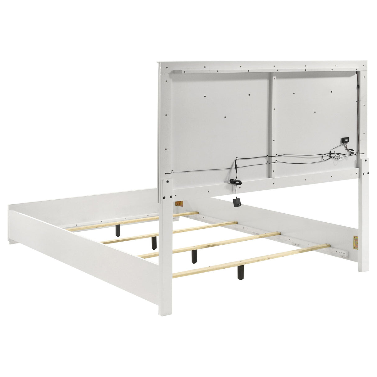 Ives Queen Panel Bed LED Headboard White High Gloss from Coaster - Luna Furniture