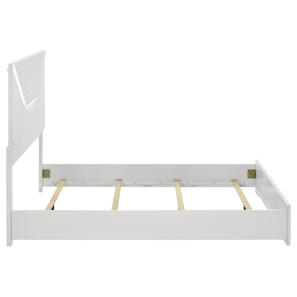 Ives Queen Panel Bed LED Headboard White High Gloss from Coaster - Luna Furniture