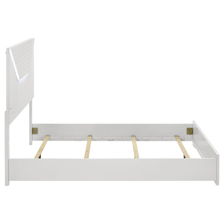 Ives Queen Panel Bed LED Headboard White High Gloss from Coaster - Luna Furniture