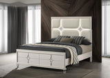 Olivia Pearl White Queen Panel Bed with LED Headboard from Coaster - Luna Furniture