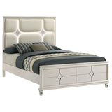 Olivia Pearl White Queen Panel Bed with LED Headboard from Coaster - Luna Furniture