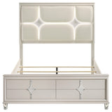 Olivia Pearl White Queen Panel Bed with LED Headboard from Coaster - Luna Furniture