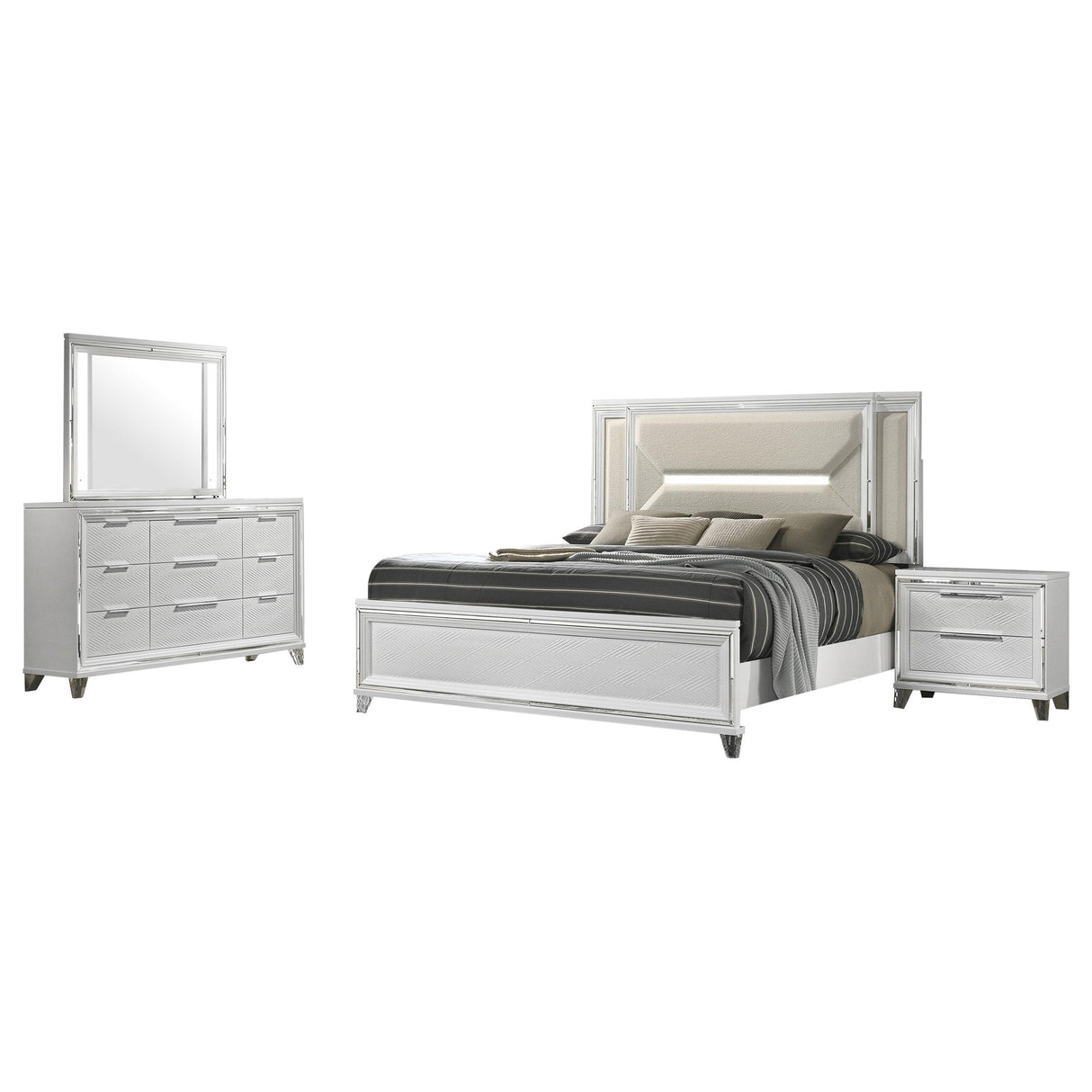 Marmore White 4-Piece Eastern King Bedroom Set from Coaster - Luna Furniture