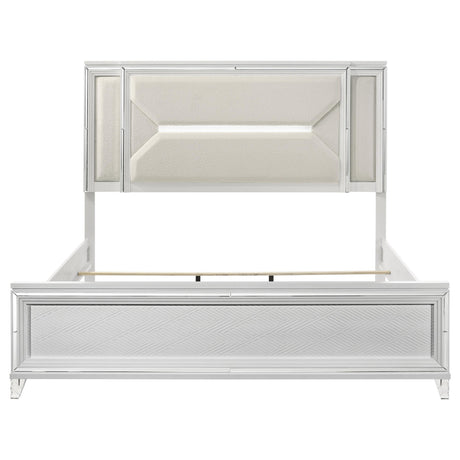 Marmore White 64-inch Eastern King Panel Bed LED Headboard from Coaster - Luna Furniture