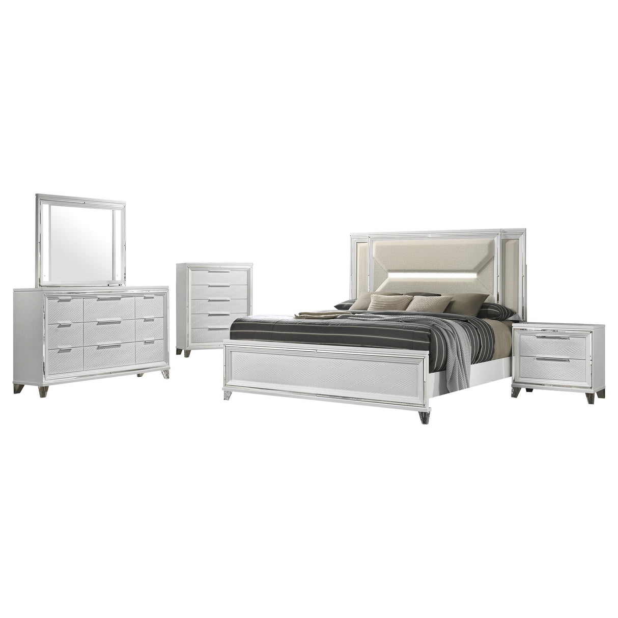 Marmore White 5-Piece Queen Bedroom Set from Coaster - Luna Furniture