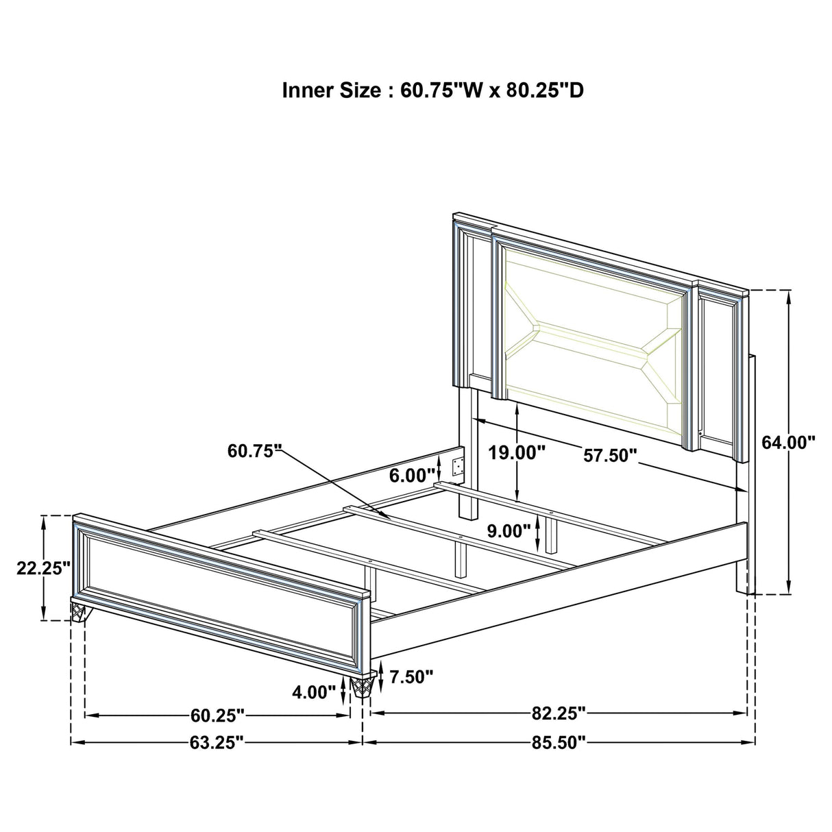 Marmore White 64-inch Queen Panel Bed LED Headboard from Coaster - Luna Furniture