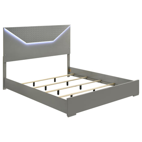 Ives Gray High Gloss 4-Piece Eastern King Bedroom Set from Coaster - Luna Furniture