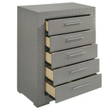 Ives Gray High Gloss 5-Drawer Bedroom Chest from Coaster - Luna Furniture