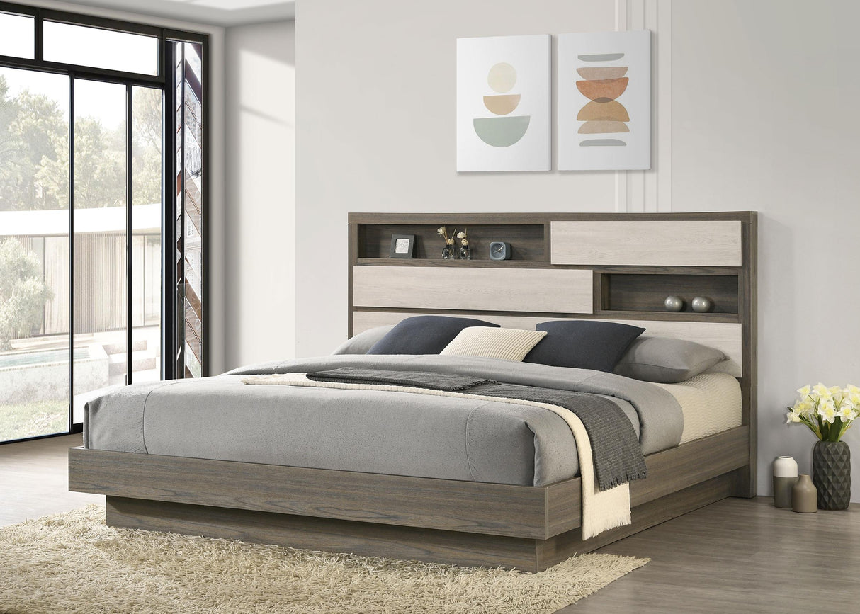 Fenwick Gray Oak Eastern King Bed Bookcase Headboard from Coaster - Luna Furniture