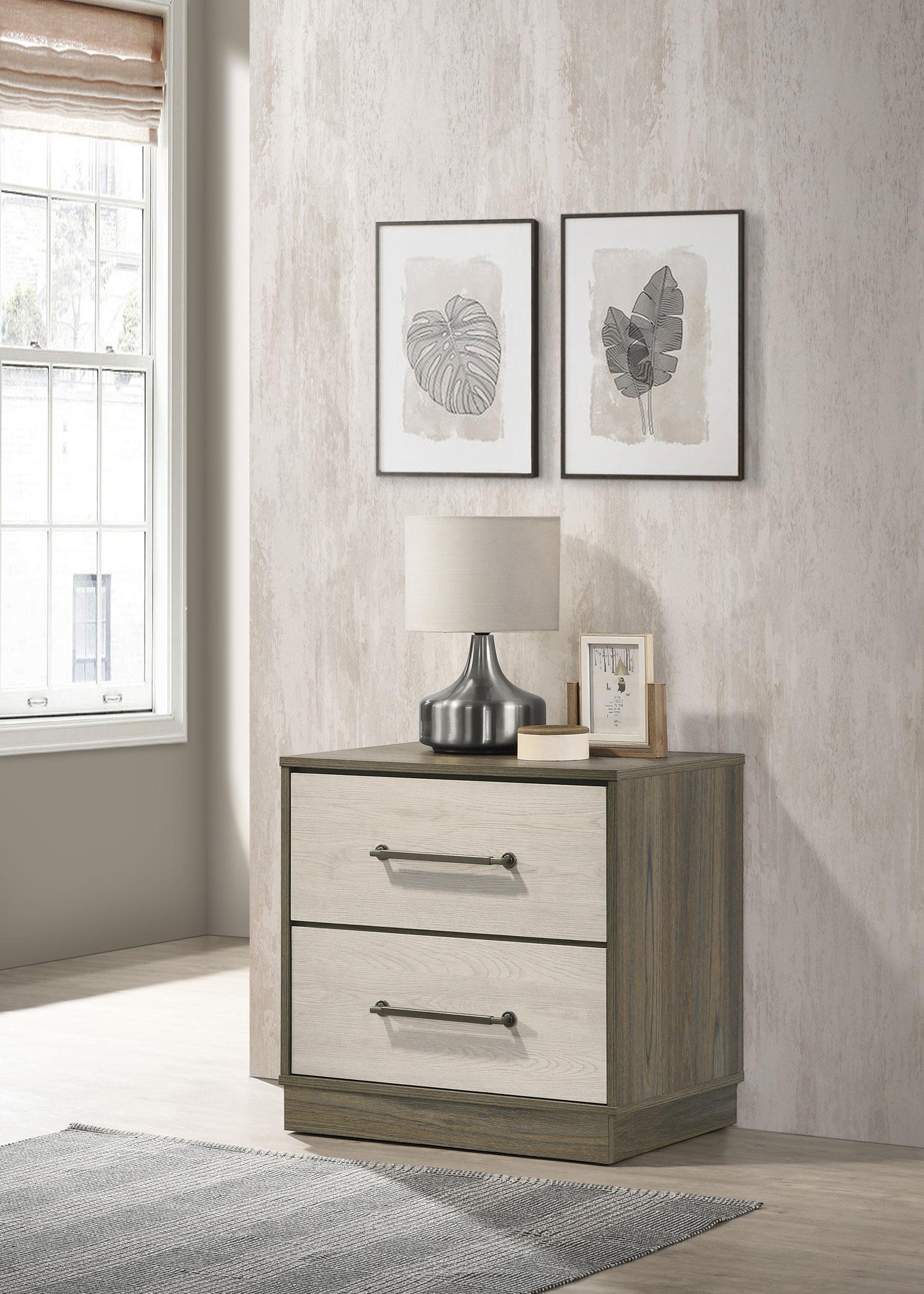 Fenwick Gray Oak 2-Drawer Nightstand – Luna Furniture