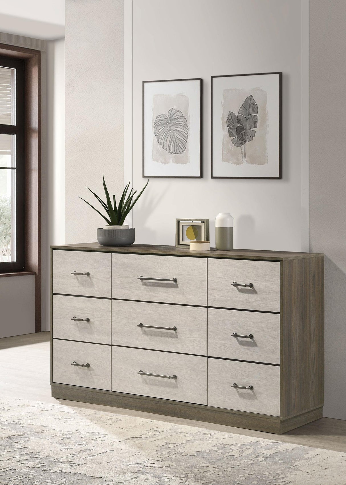 Fenwick 9-Drawer Dresser Grey Oak