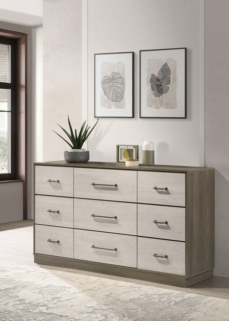 Fenwick Gray Oak 9-Drawer Dresser from Coaster - Luna Furniture
