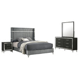 Lucia Gray and Black 4-Piece Eastern King Bedroom Set from Coaster - Luna Furniture