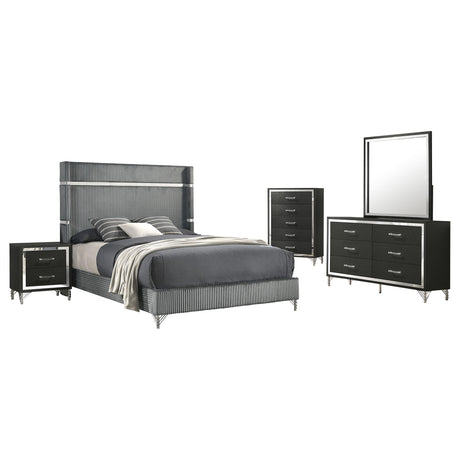 Lucia Gray and Black 5-Piece Queen Bedroom Set from Coaster - Luna Furniture