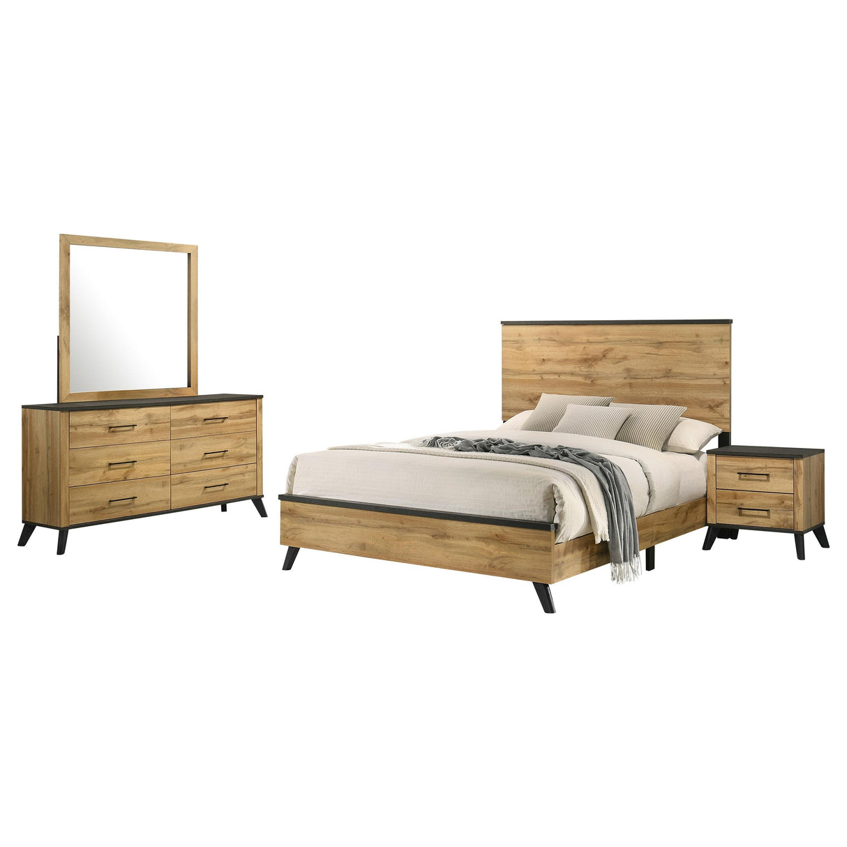 Kaywood Natural Pine 4-Piece Eastern King Bedroom Set from Coaster - Luna Furniture