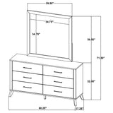 Kaywood Natural Pine 6-Drawer Dresser and Mirror from Coaster - Luna Furniture