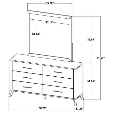 Kaywood Natural Pine 6-Drawer Dresser and Mirror from Coaster - Luna Furniture