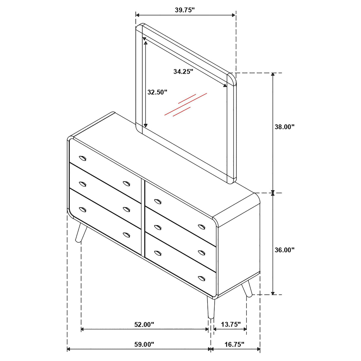 Robyn 6-drawer Bedroom Dresser Light Ash from Coaster - Luna Furniture