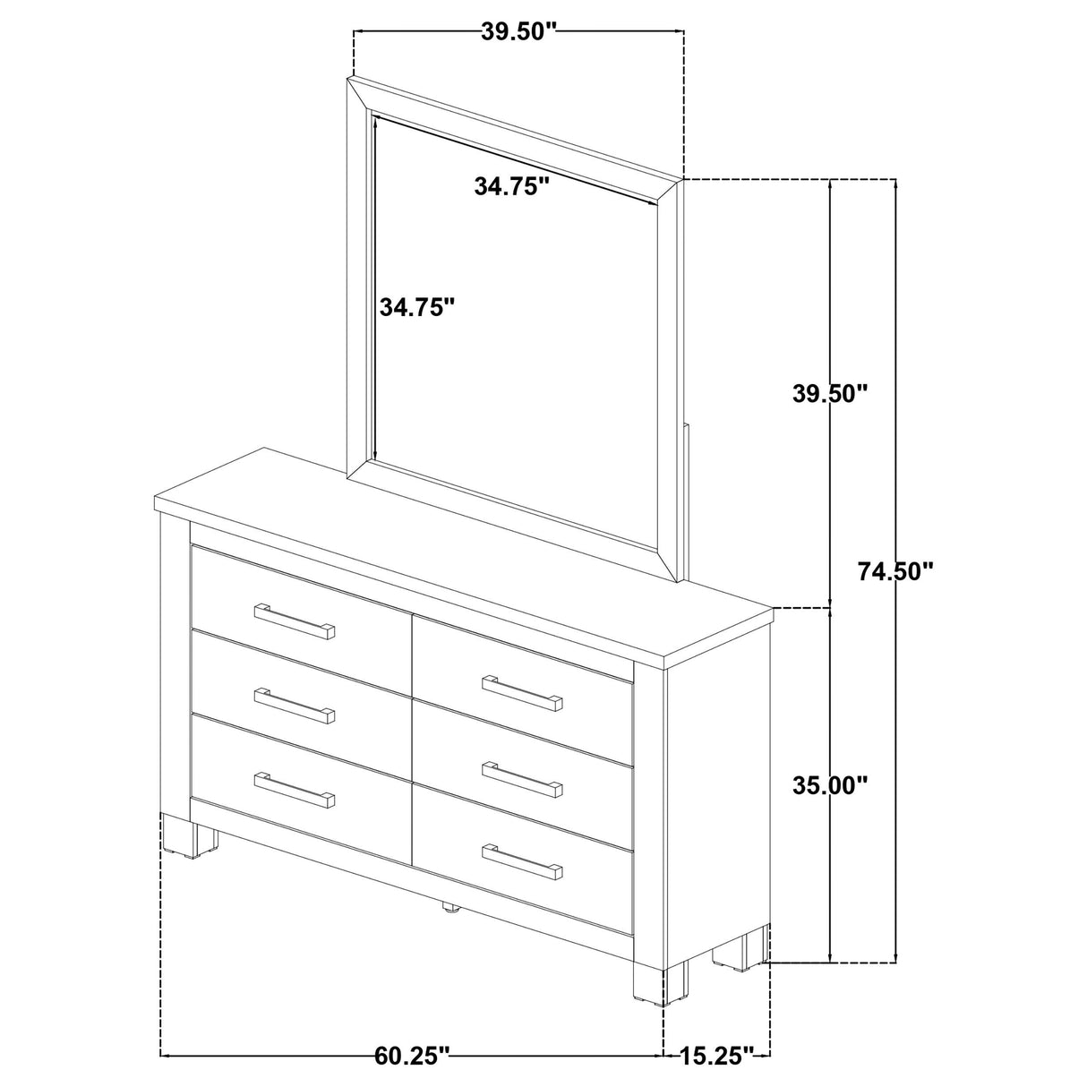 Oakglen Weathered Oak 6-Drawer Bedroom Dresser and Mirror from Coaster - Luna Furniture