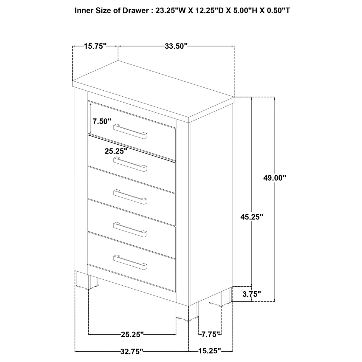 Oakglen Weathered Oak 5-Drawer Chest from Coaster - Luna Furniture