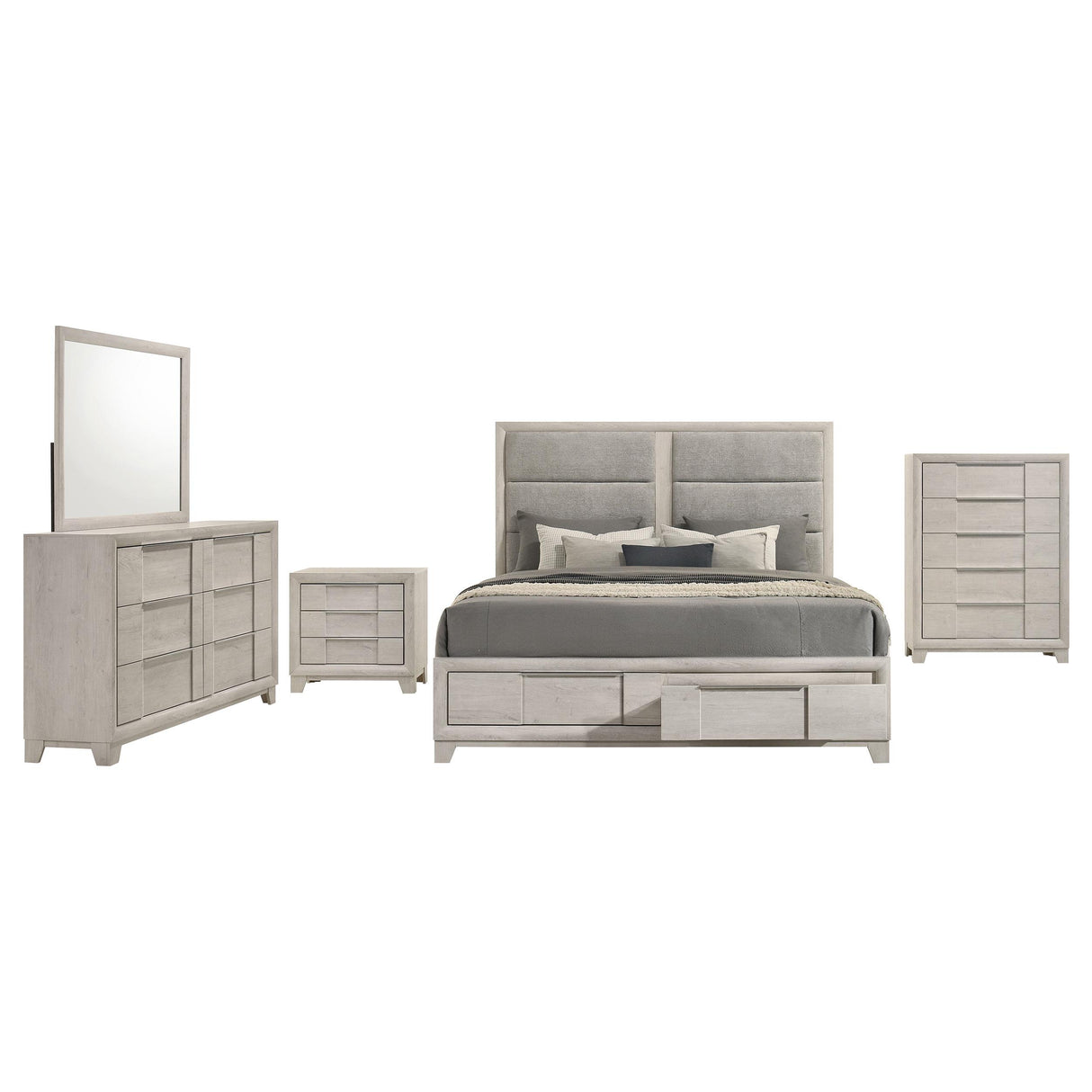 Farre Washed Gray 5-Piece Eastern King Bedroom Set from Coaster - Luna Furniture