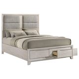 Farre Queen Upholstered Storage Platform Bed Washed Grey from Coaster - Luna Furniture