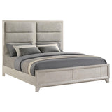 Farre Washed Gray Eastern King Upholstered Platform Panel Bed from Coaster - Luna Furniture