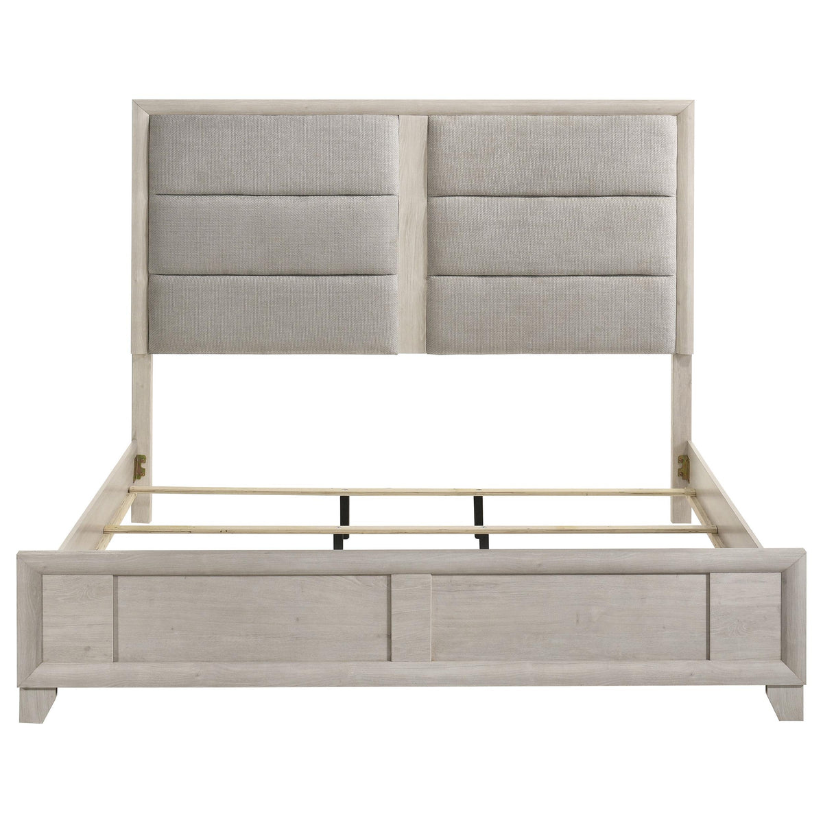 Farre Washed Gray Eastern King Upholstered Platform Panel Bed from Coaster - Luna Furniture