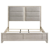 Farre Washed Gray Eastern King Upholstered Platform Panel Bed from Coaster - Luna Furniture