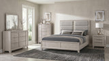 Farre Washed Gray Eastern King Upholstered Platform Panel Bed from Coaster - Luna Furniture
