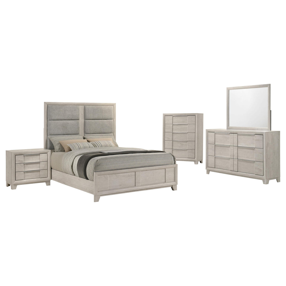 Farre Washed Gray 5-Piece Queen Bedroom Set from Coaster - Luna Furniture